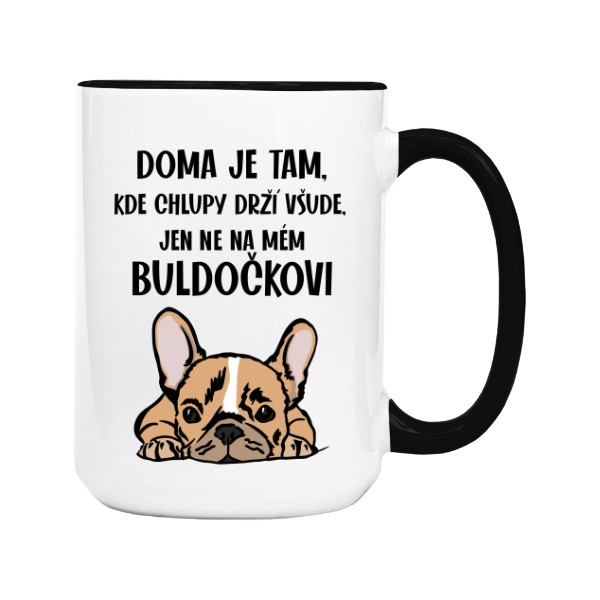 Hrnek velký barevný s potiskem Chlupy Francouzský Buldoček